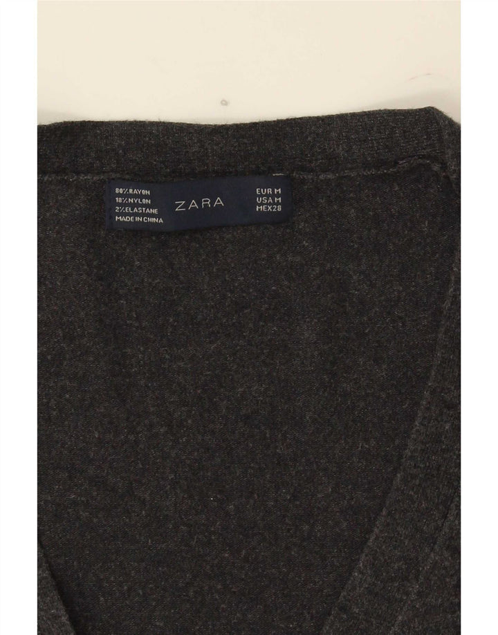 Zara Dame Cardigan Sweater UK 12 Medium Grey Rayon