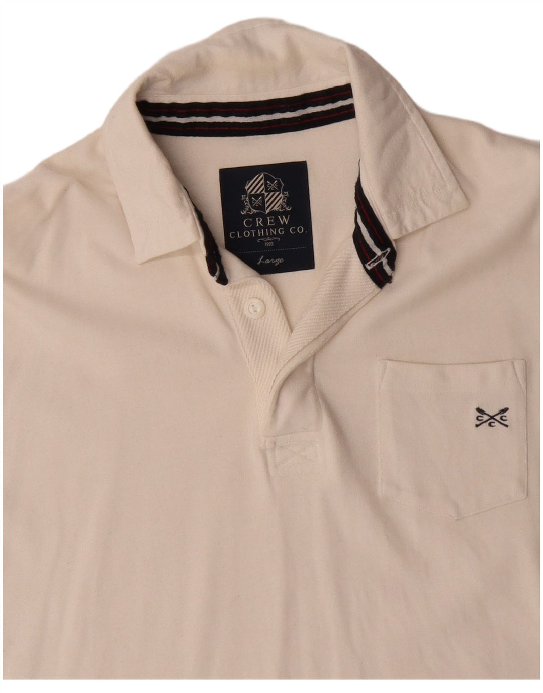 CREW CLOTHING Langærmet herre poloshirt Stor hvid bomuld