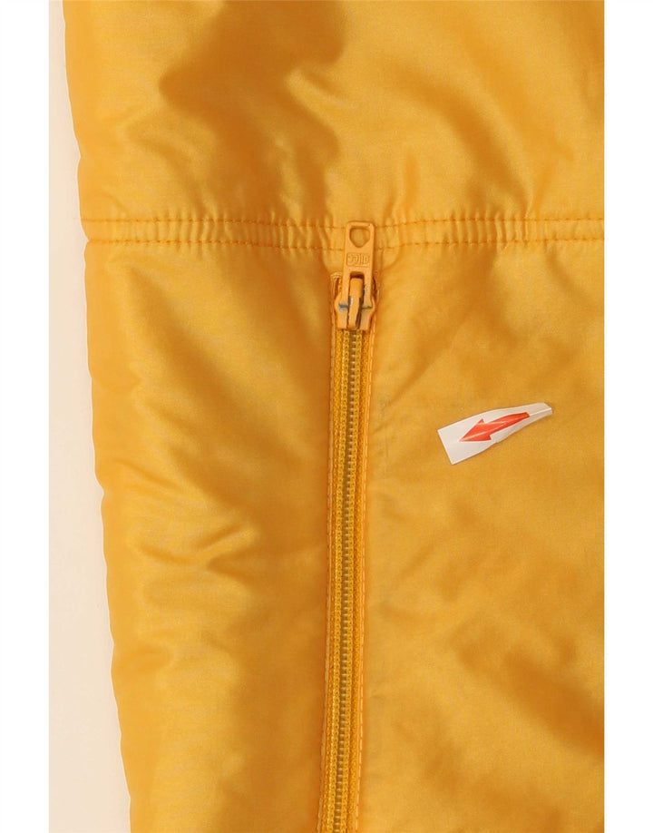 Vintage Dame Gilet IT 46 Large Yellow Floral Polyamid