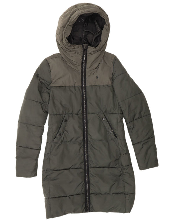 G-STAR Polstret frakke med hætte til kvinder UK 10 Small Green Colourblock Polyester