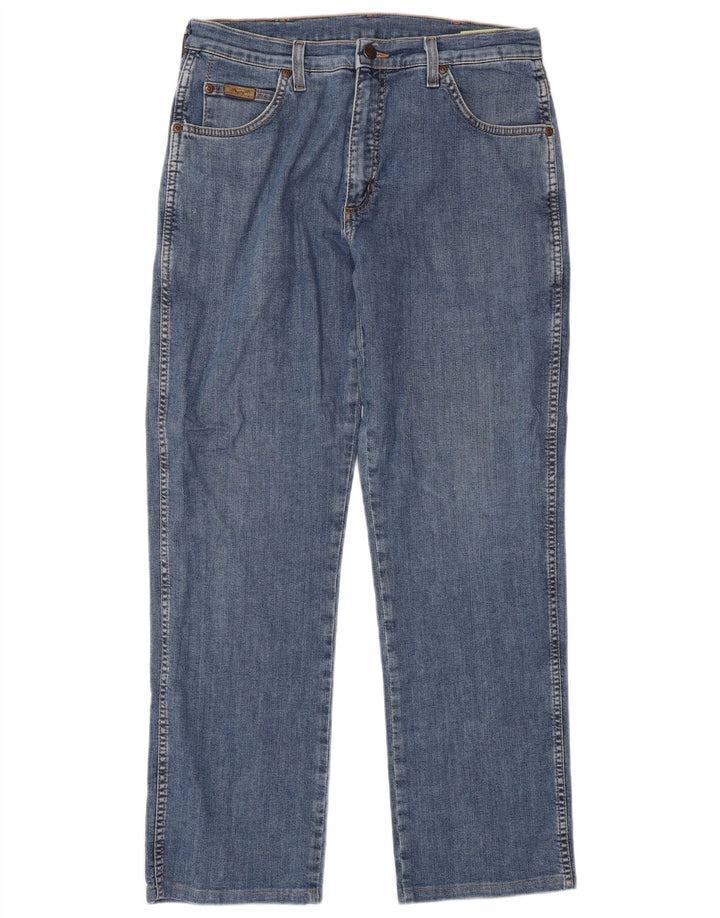 WRANGLER Herre Texas Straight Jeans W33 L30 Blå Polyester