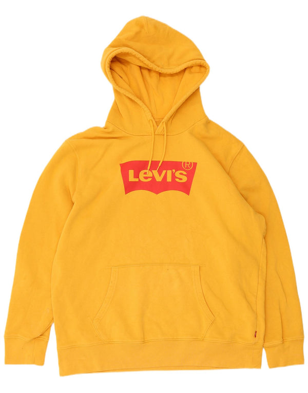 Levi's Mens Standard Graphic Hoodie Jumper Large Yellow Cotton