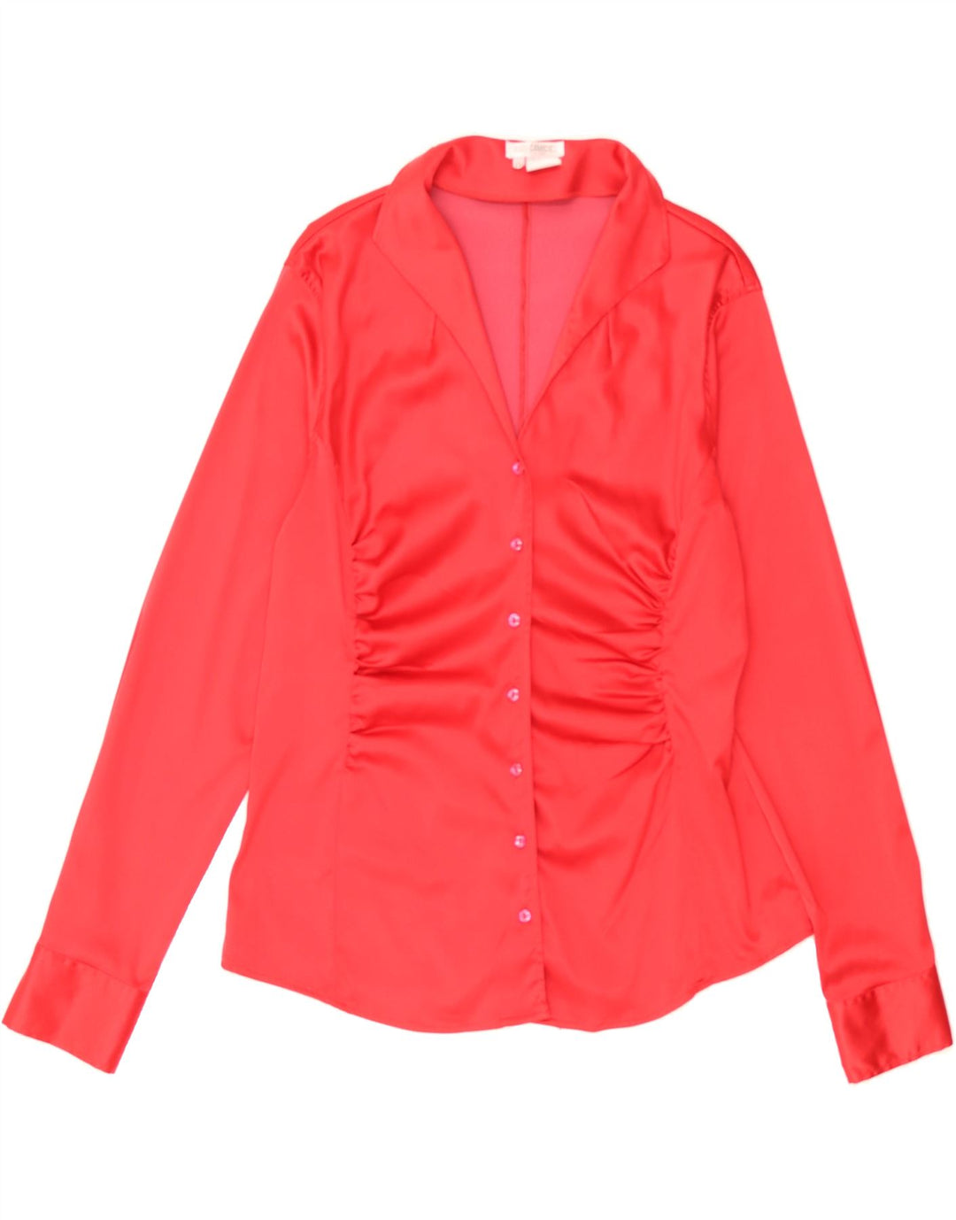 NARACAMICIE Womens Shirt Blouse UK 14 Large Red Polyester Vintage Naracamicie and Second-Hand Naracamicie from Messina Hembry 