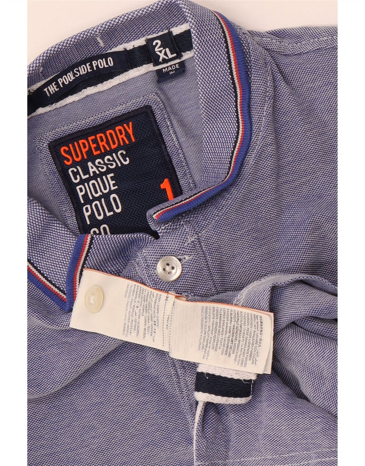 SUPERDRY Polo Shirt til mænd 2XL Blå Bomuld