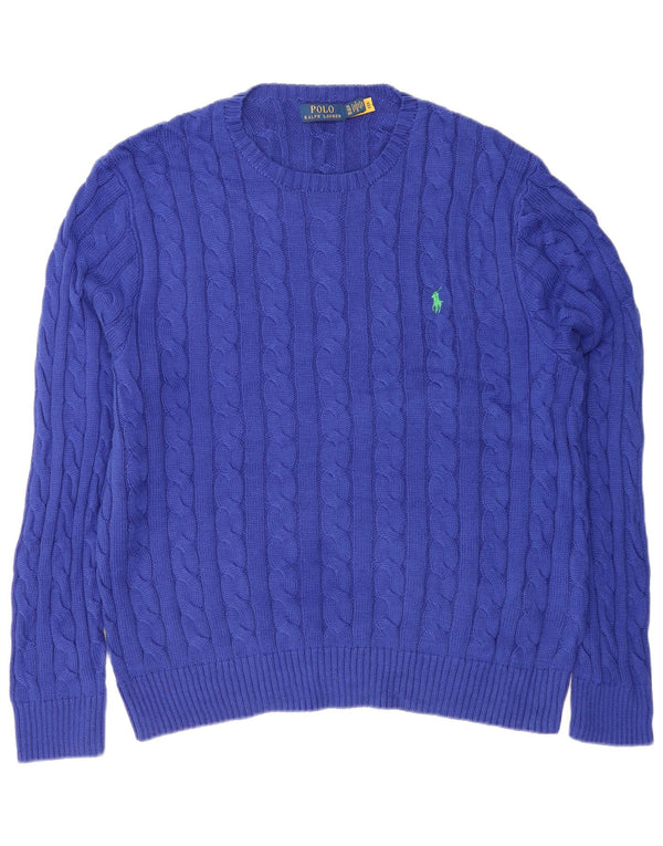 Polo Ralph Lauren Herre sweater med rund hals XL blå bomuld
