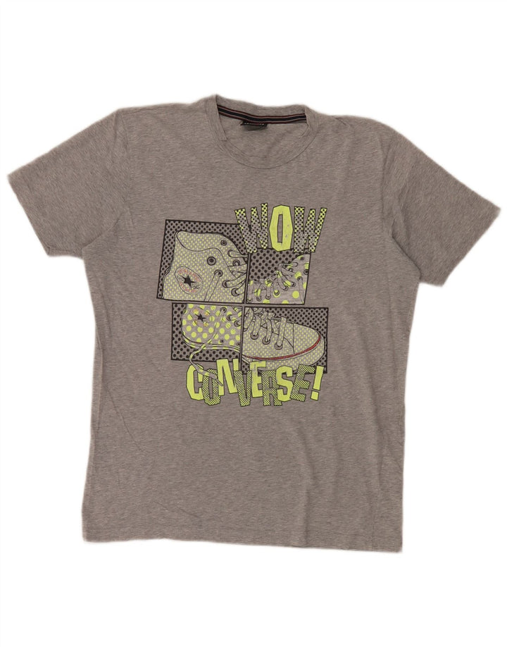 Converse Grafisk T-Shirt Top XL Grå Flecked Bomuld