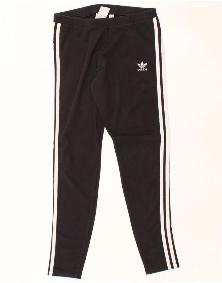 ADIDAS Womens Leggings UK 12 Medium Black Cotton Vintage Adidas and Second-Hand Adidas from Messina Hembry 
