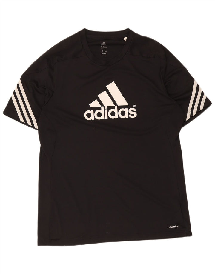 Adidas Herre Grafisk T-Shirt Top Stor Sort Polyester Sports