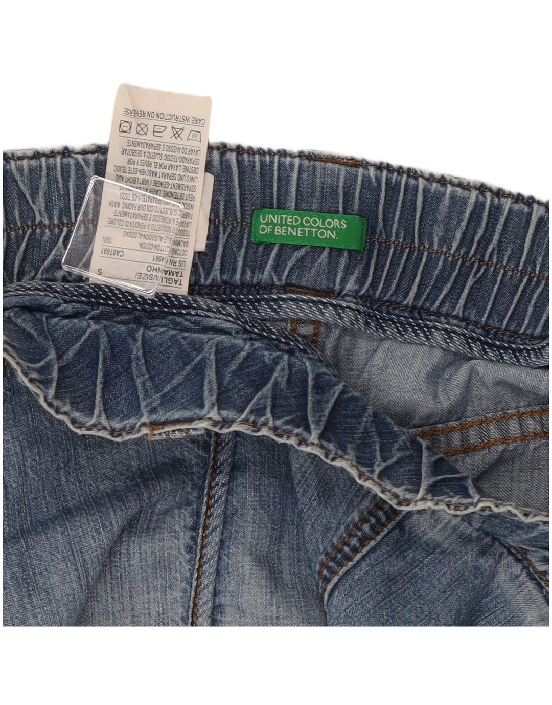Benetton Dame Denim Nederdel Lille W34 Blå Bomuld