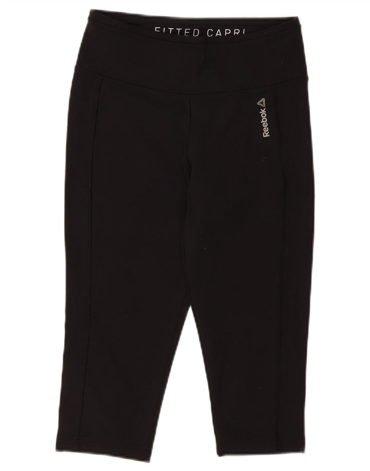 Reebok Dame Capri Leggings UK 8/10 Small Black Polyester