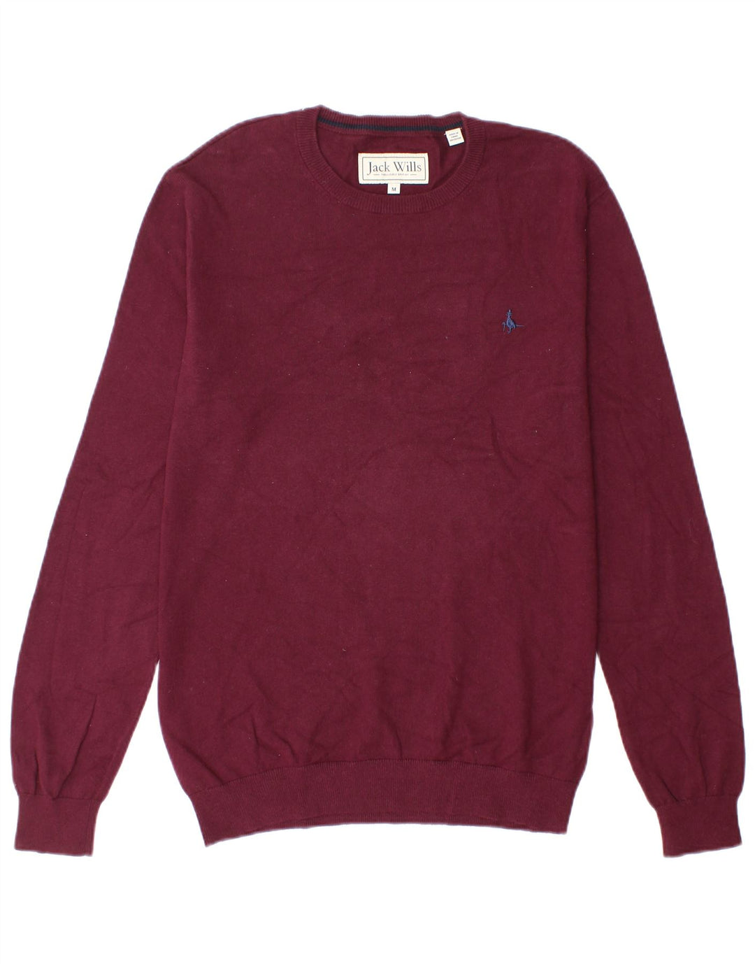 Jack Wills Herre Crew Neck Jumper Sweater Medium Bourgogne bomuld