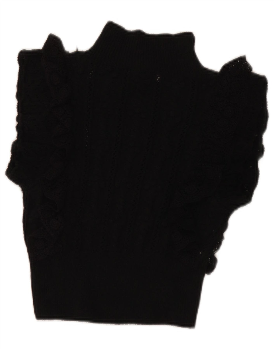 Zara Womens Crop Bluse Top UK 8 Small Black Polyester