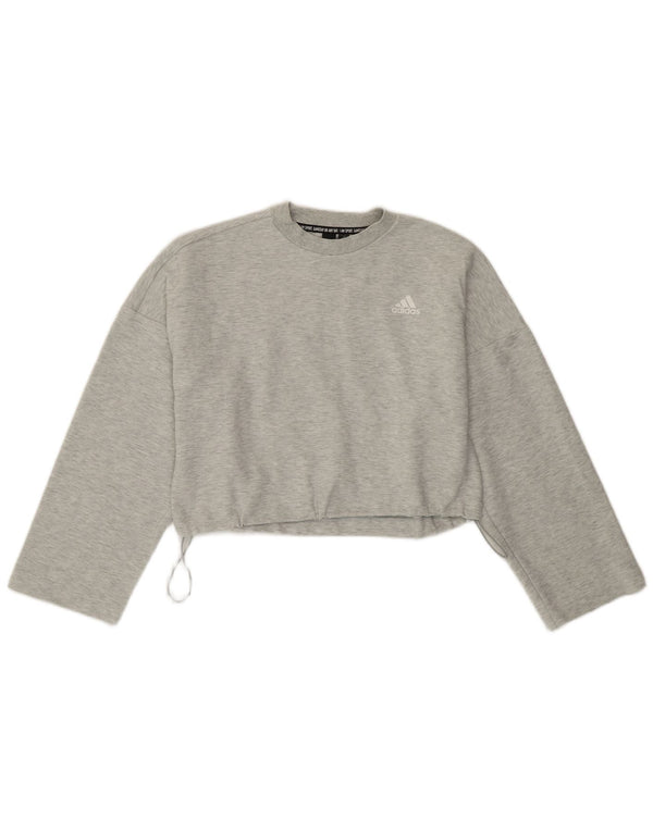 Adidas Womens Crop Oversized Sweatshirt Jumper UK 4/6 XS Grey Cotton