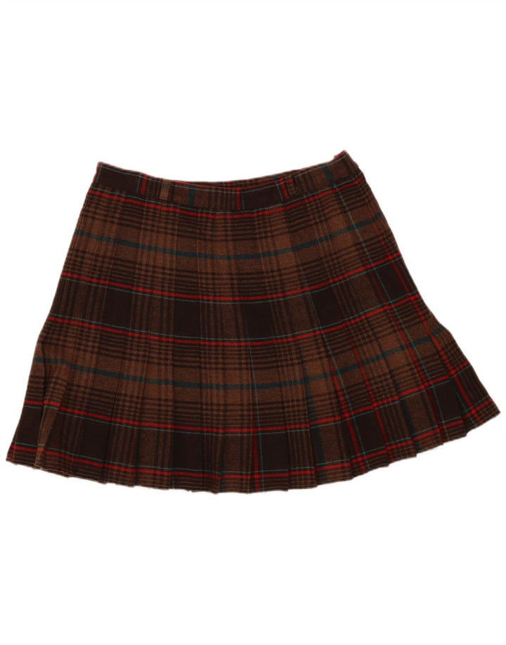 Vintage dame mini plisseret nederdel IT 40 Lille W26 brun plaid uld