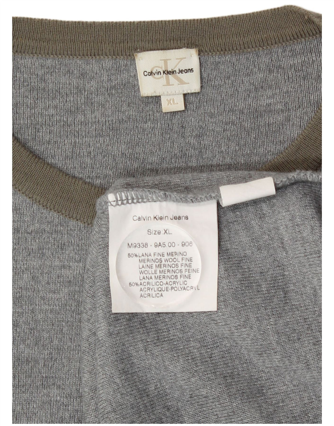 Calvin Klein Jeans Herre Jumper Sweater med rund hals XL Grå Colourblock