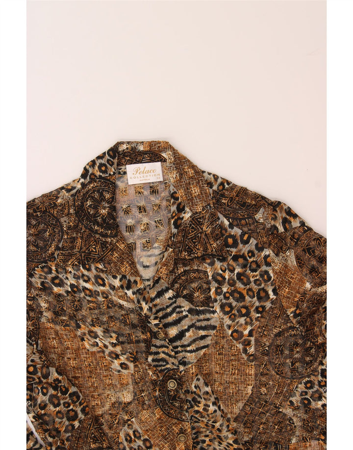 VINTAGE Womens See Through Shirt Blouse US 12 Large Brown Patchwork Vintage Vintage and Second-Hand Vintage from Messina Hembry 