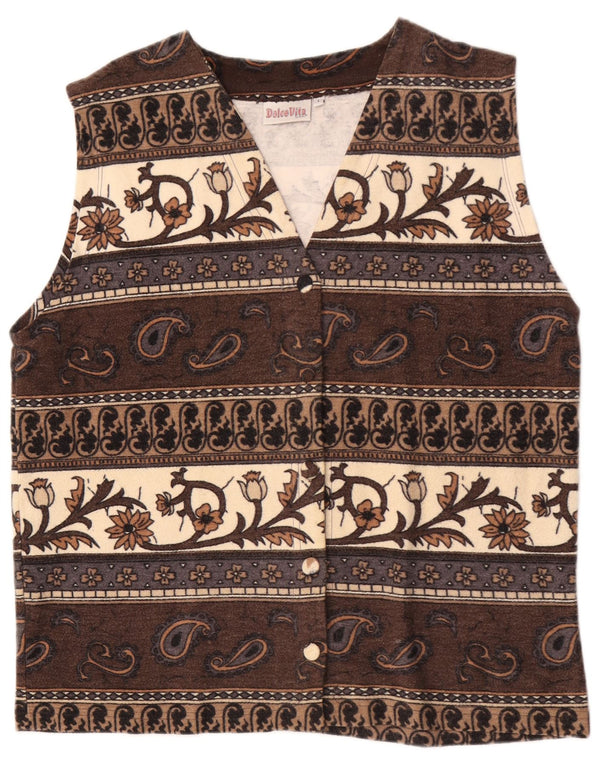 Dolce Vita Dame Gilet UK 16 Stor Brun Paisley Bomuld