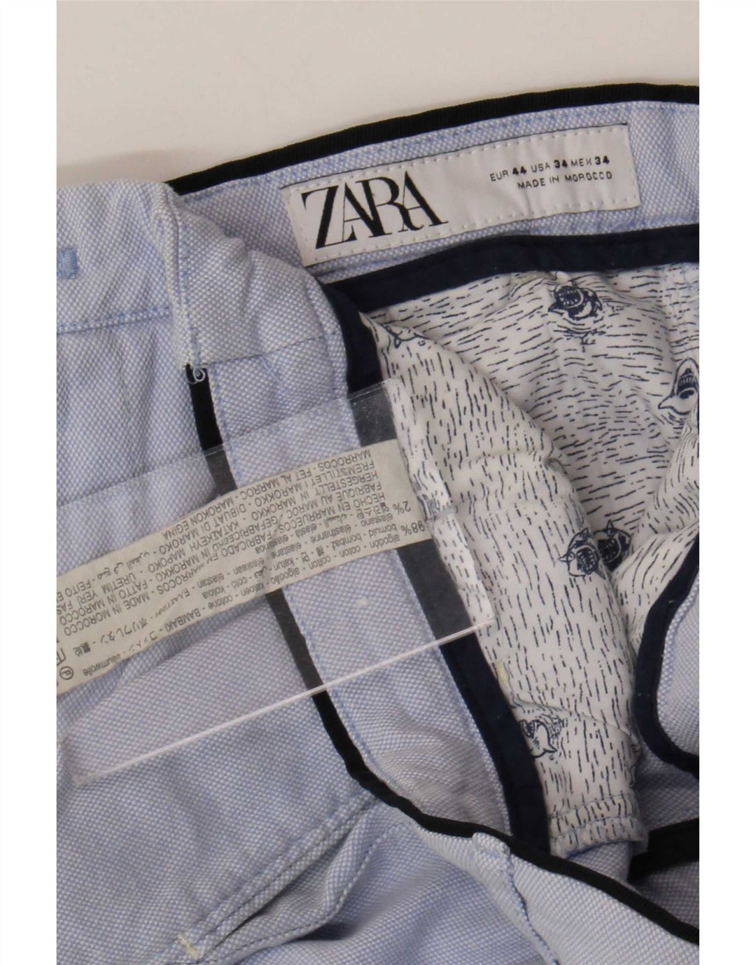 Zara Herre Chino Shorts EU 44 Large W34 Blue Cotton