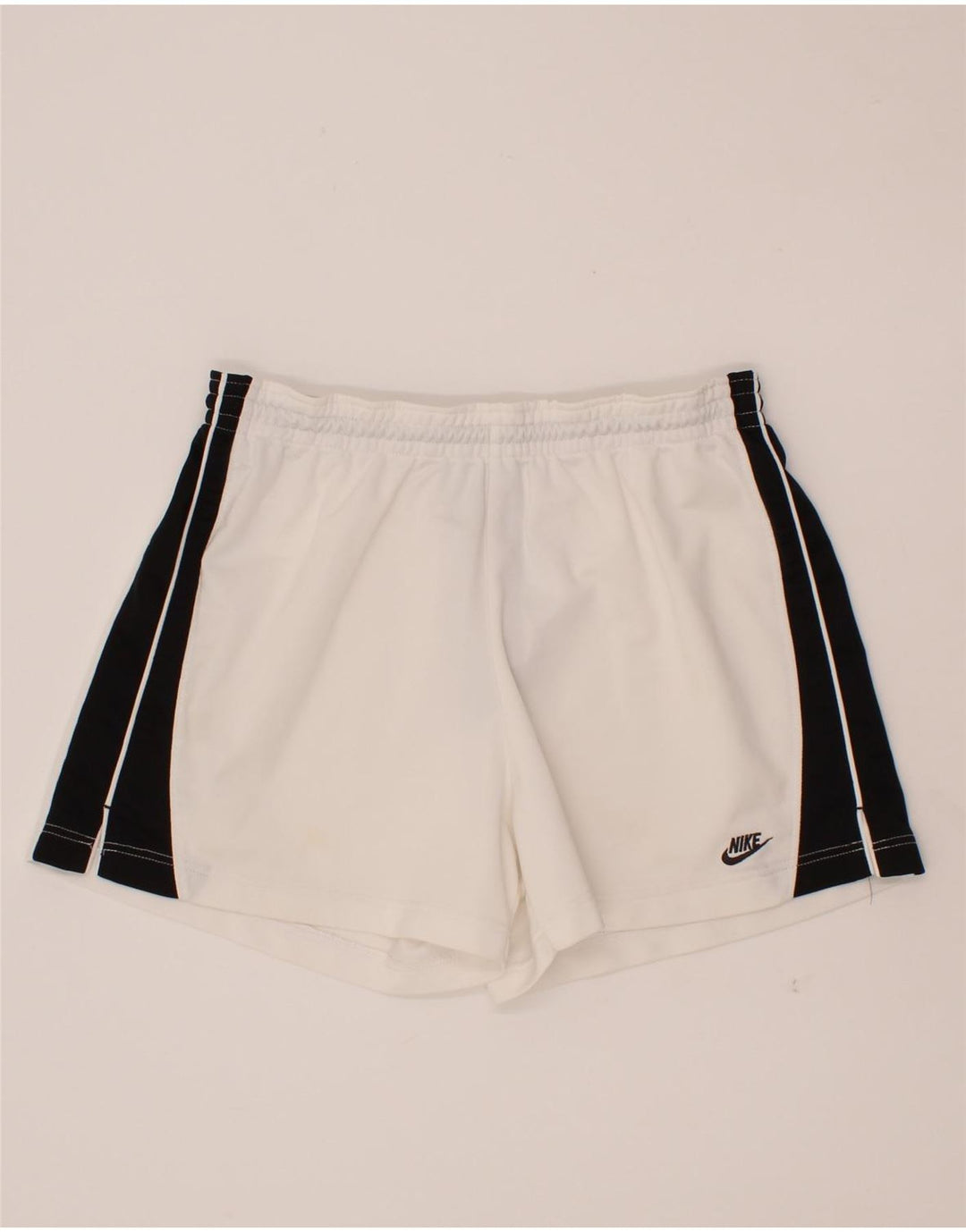 NIKE Womens Sport Shorts UK 14 Large  White Colourblock Polyester Vintage Nike and Second-Hand Nike from Messina Hembry 