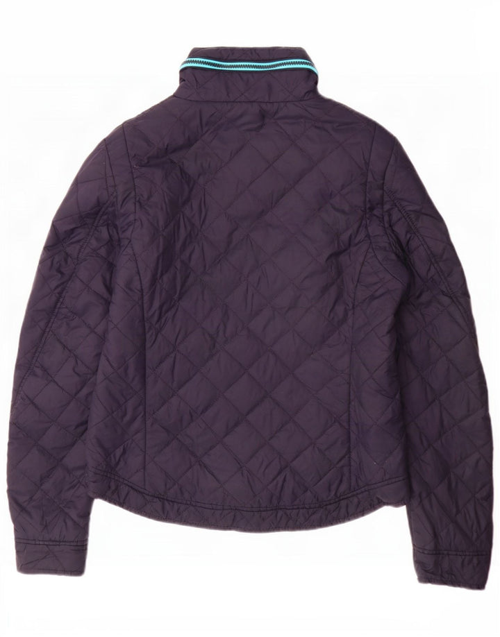Superdry Quiltet jakke med hætte til kvinder UK 16 Stor marineblå nylon