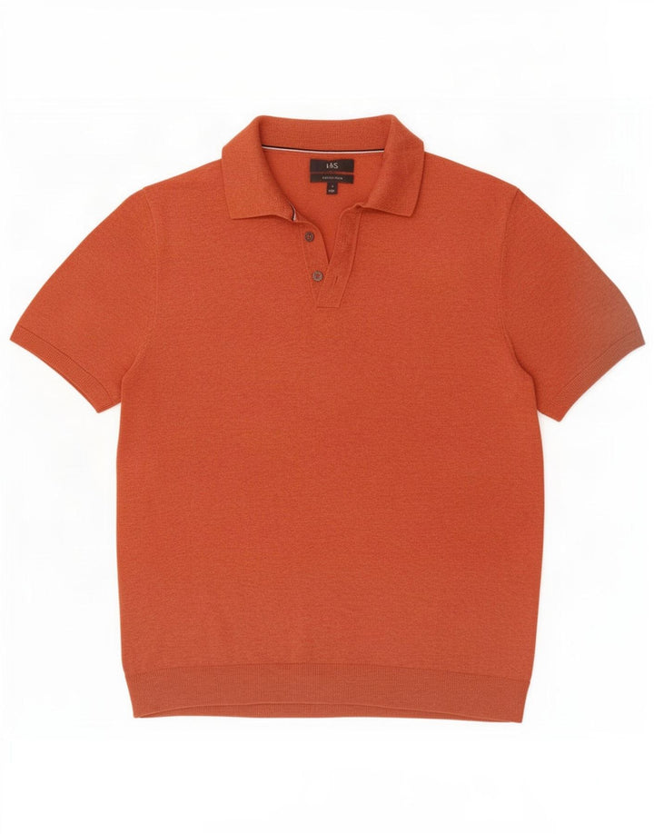Marks & Spencer Herre Kortærmet Polo Neck sweater Medium Orange