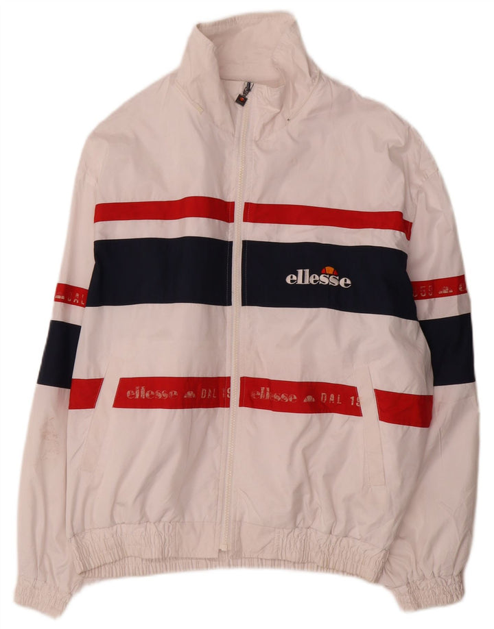 Ellesse Herre Grafisk Træningsdragt Top Jakke Stor Hvid Colourblock