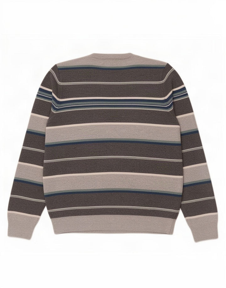 Marks & Spencer Herre sweater med rund hals, stor grå stribet polyester