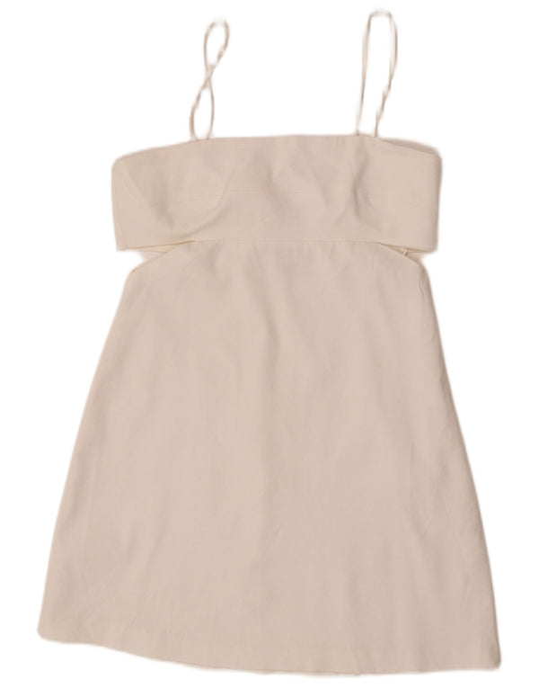 Zara Womens Cut Out Mini Off Shoulder Kjole UK 14 Large White Bomuld