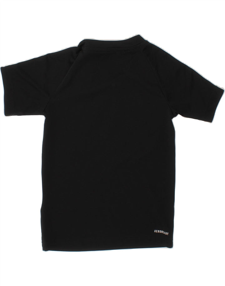 ADIDAS Boys Aeroready Graphic T-Shirt Top 5-6 Years Black Polyester Vintage Adidas and Second-Hand Adidas from Messina Hembry 