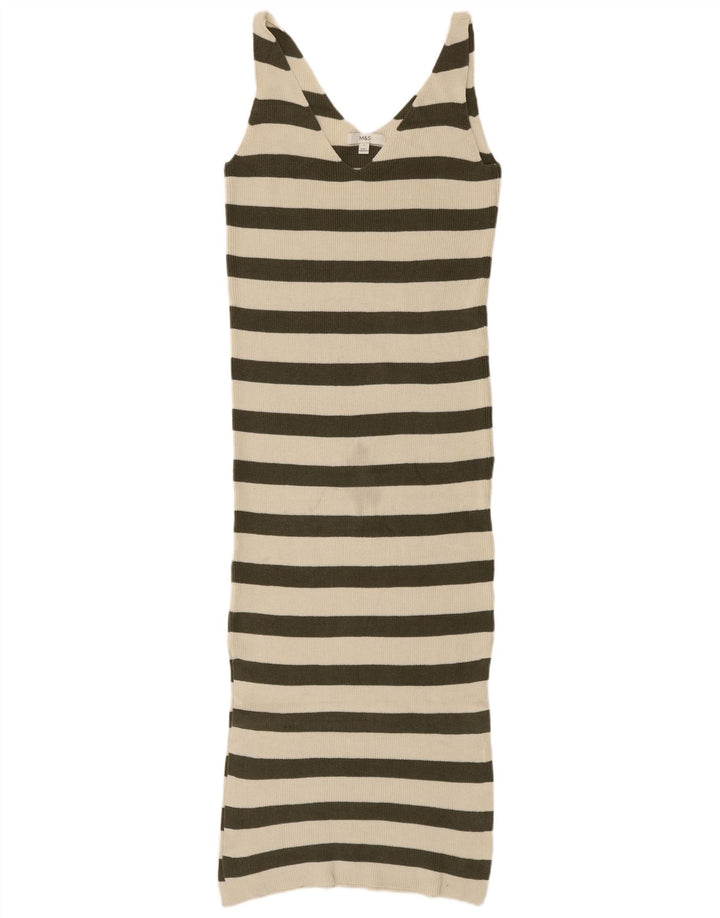 MARKS & SPENCER Womens Jumper Dress UK 10 Small Off White Striped