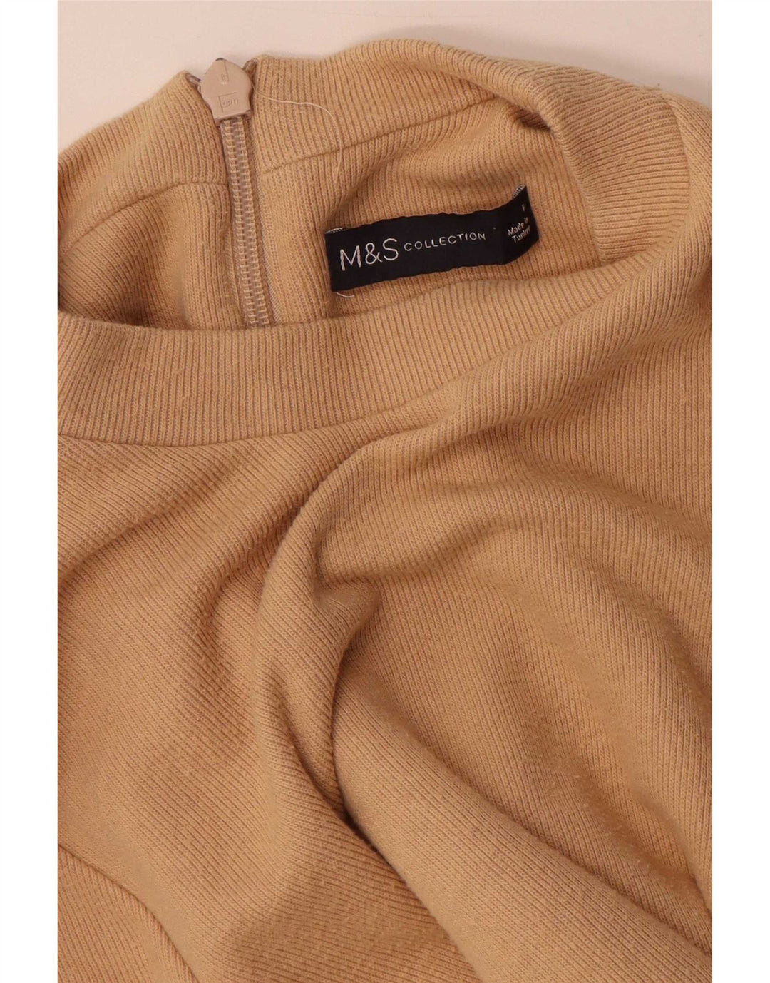 Marks & Spencer Dame Langærmet Jumper Kjole UK 8 Small Beige Polyester