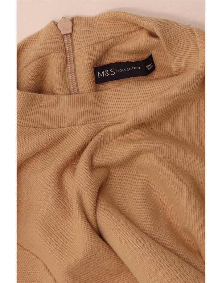 Marks & Spencer Dame Langærmet Jumper Kjole UK 8 Small Beige Polyester