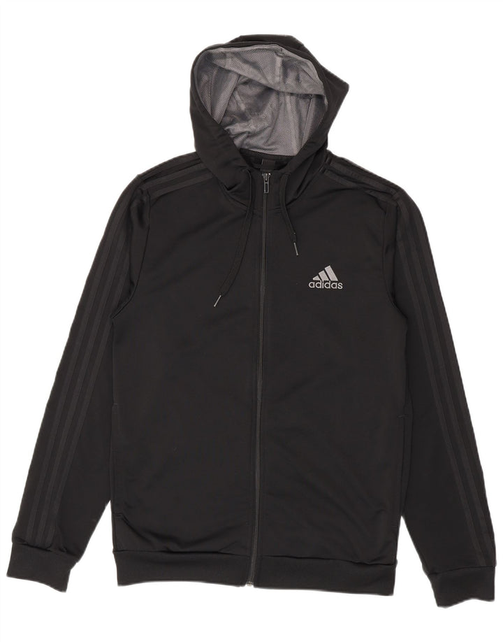 Adidas Hættetrøje med lynlås til mænd UK 38/40 Medium Sort Polyester