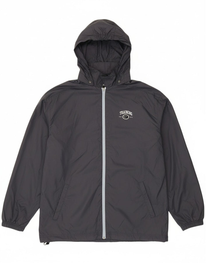NIKE Boys Big & Tall Hooded Rain Jacket 13-14 Years XL Grey Polyester