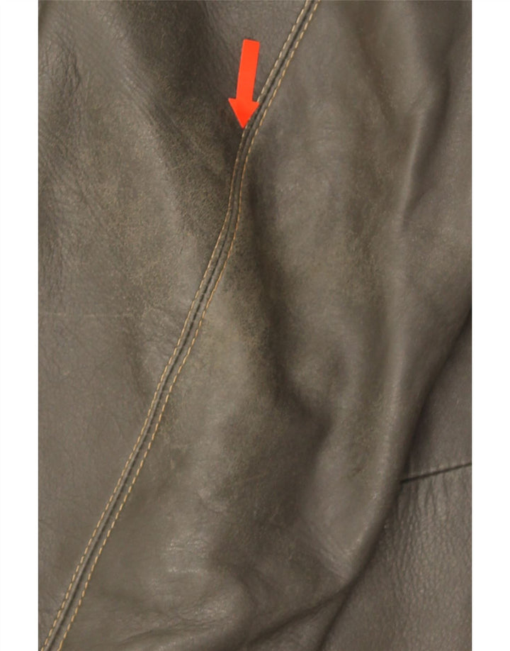 Vintage Herre Military Læderjakke UK 38 Medium Khaki Læder