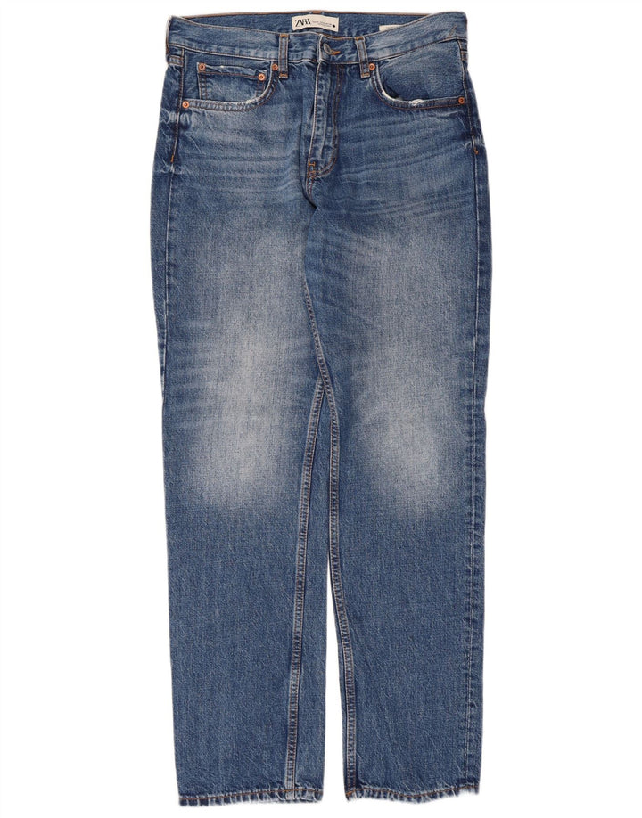 Zara Dame Straight Jeans EU 40 Medium W30 L30 Blå Bomuld