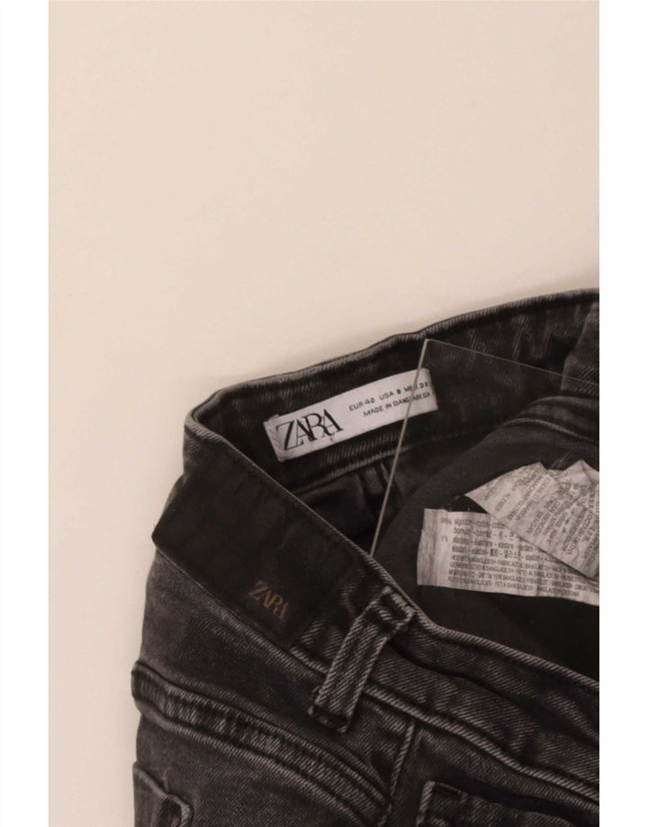 Zara Dame Flared Jeans EU 40 Medium W30 L34 Sort Bomuld