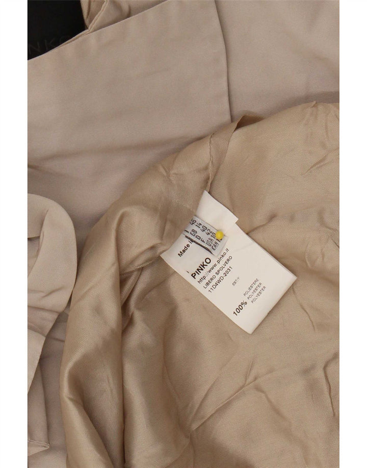 Pinko Dame Longline Blazer Jacket UK 14 Stor Beige Polyester