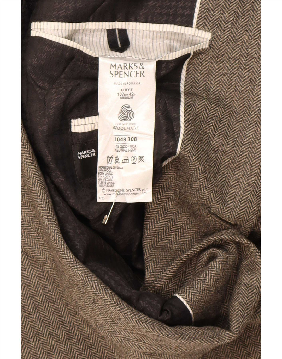 Marks & Spencer Herre 2 Button Blazer Jacket UK 42 Large Beige Sildeben