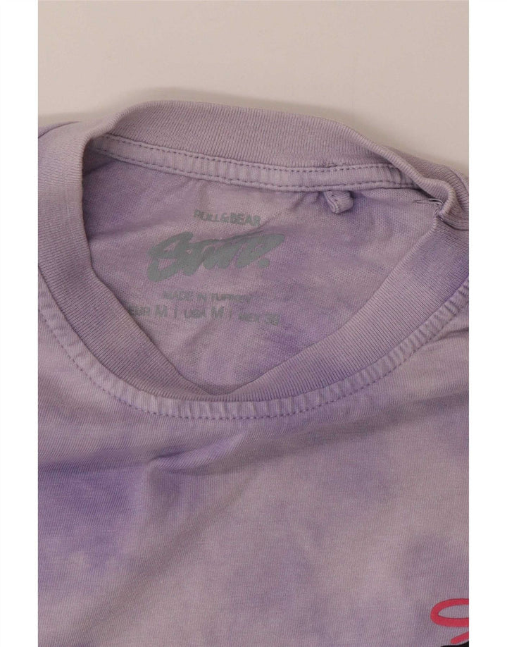 Pull & Bear Herre grafisk T-shirt Top Medium Lilla Tie Dye