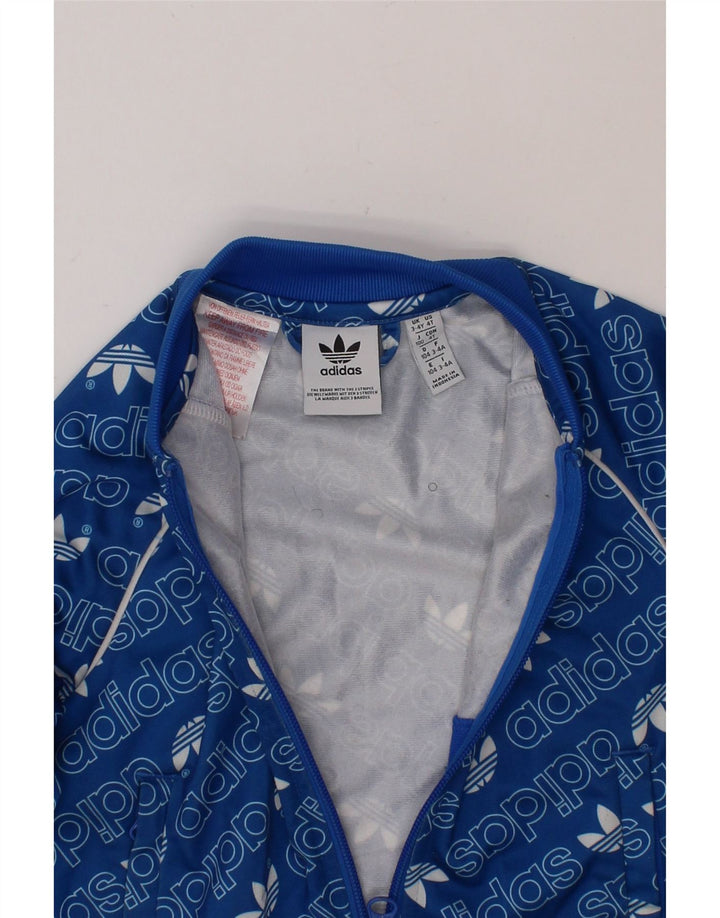 ADIDAS Boys Graphic Tracksuit Top Jacket 3-4 Years Blue Polyester Vintage Adidas and Second-Hand Adidas from Messina Hembry 