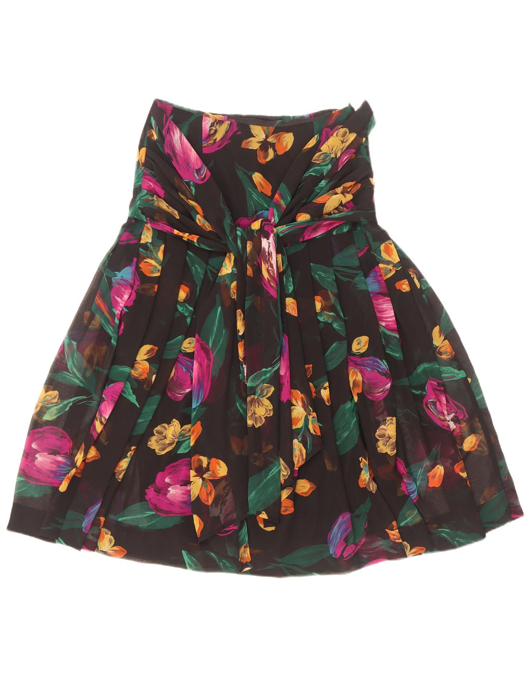Giorgio Ti Kvinder plisseret A-line nederdel IT 42 Medium Black Floral Polyester