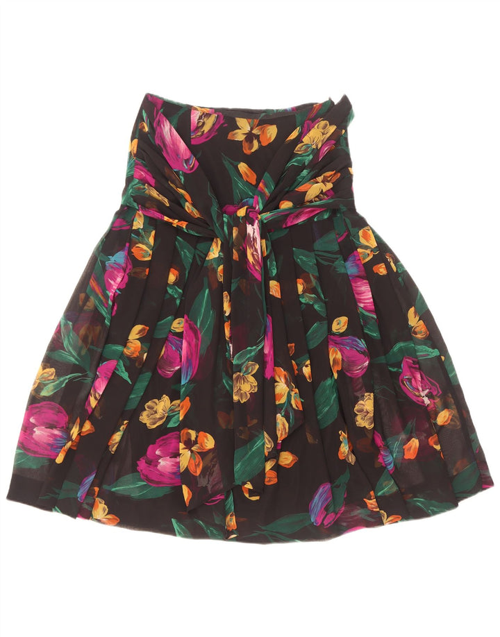 Giorgio Ti Kvinder plisseret A-line nederdel IT 42 Medium Black Floral Polyester