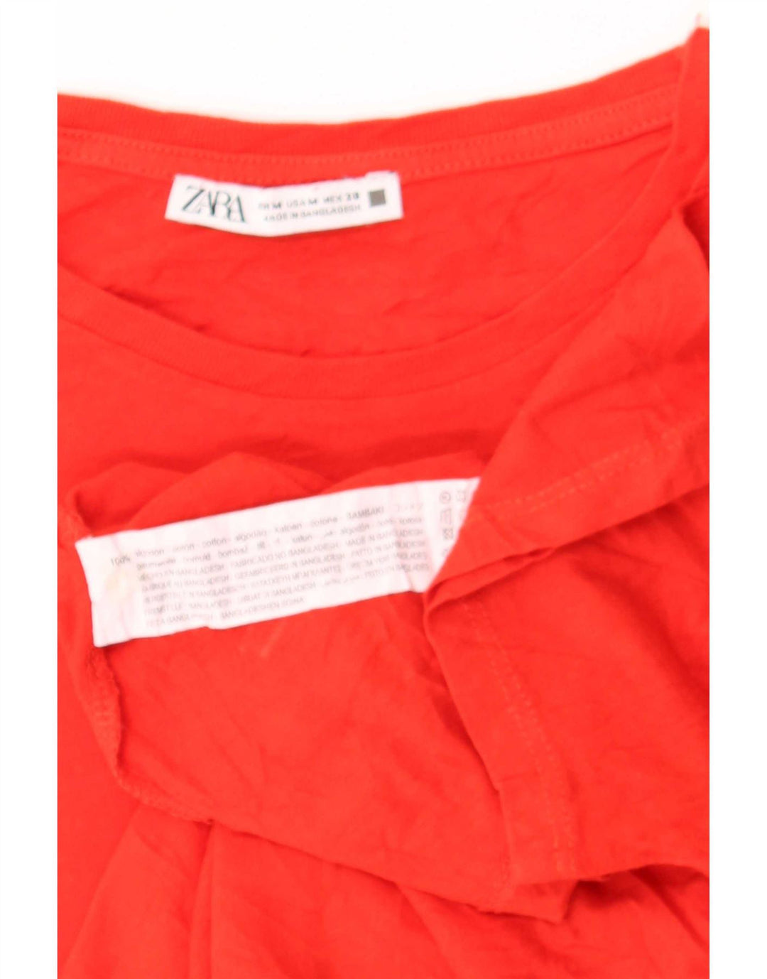 Zara Dame T-Shirt Top UK 14 Medium Rød Bomuld