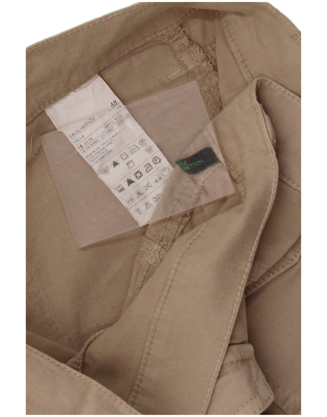 BENETTON Dame Slim Cargo Bukser IT 48 XL W36 L31 Beige Bomuld