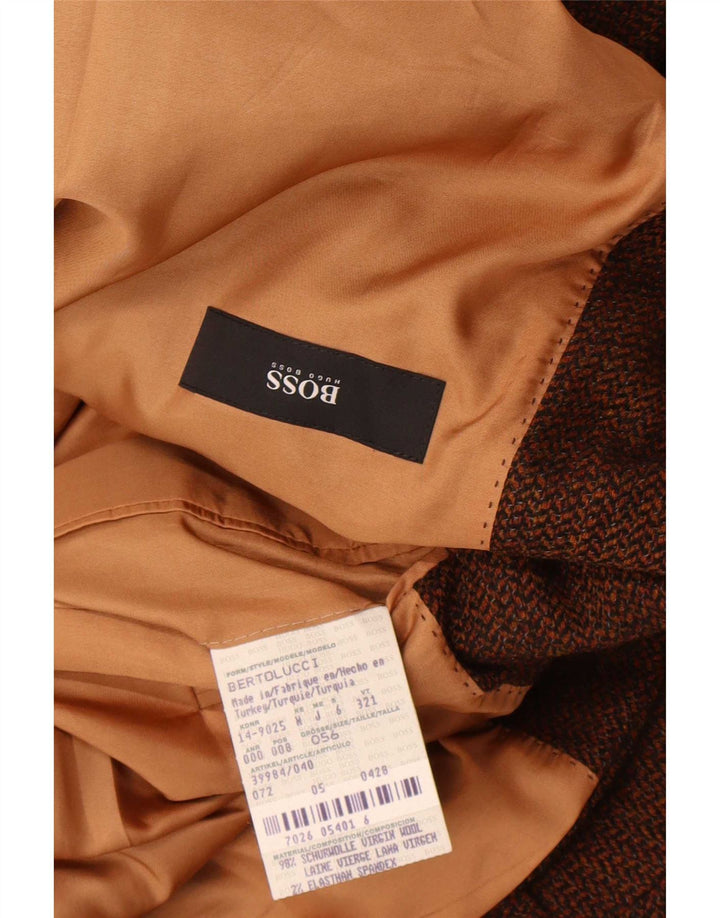 Hugo Boss Herre 2-knaps blazerjakke EU 56 3XL brun sildeben