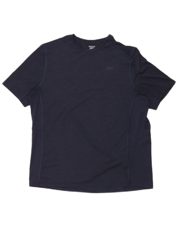 Reebok Herre T-Shirt Top Stor Marineblå Polyester