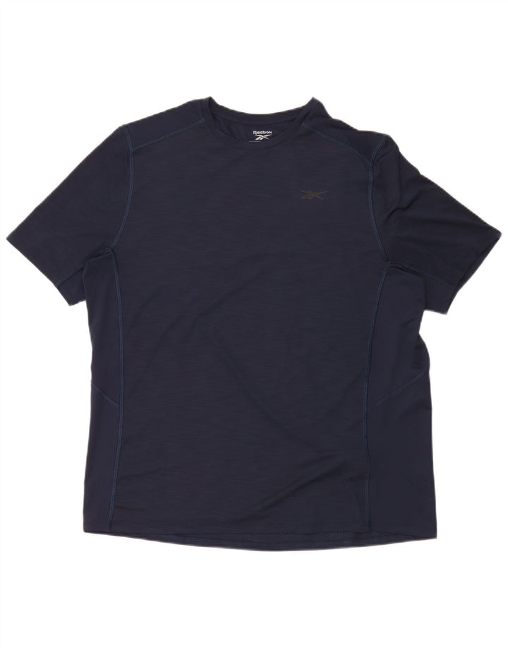 Reebok Herre T-Shirt Top Stor Marineblå Polyester