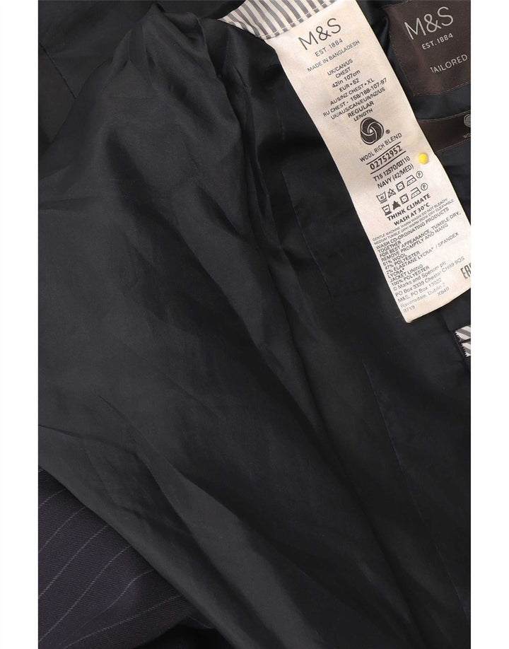 Marks & Spencer Herre Blazer Jacket IT 42 Medium Navy Blue Pinstripe
