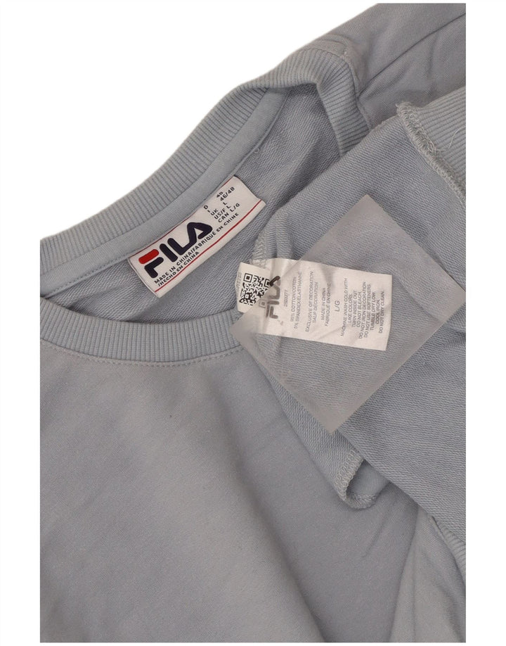 Fila Dame Sweatshirt Jumper UK 16 Stor Blå Bomuld